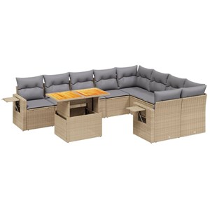 Maison exclusive - salon de jardin avec coussins 10 pcs beige résine tressée