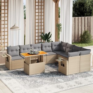 Maison exclusive - salon de jardin avec coussins 10 pcs beige résine tressée