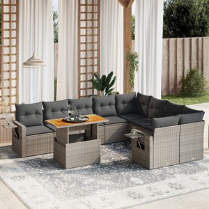 Maison exclusive - salon de jardin avec coussins 10 pcs gris résine tressée