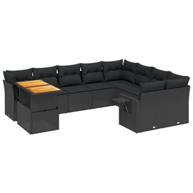Maison exclusive - salon de jardin 10 pcs avec coussins noir résine tressée