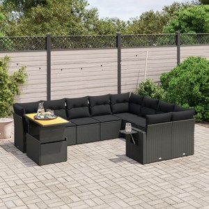 Maison exclusive - salon de jardin 10 pcs avec coussins noir résine tressée