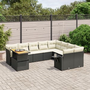 Maison exclusive - salon de jardin 10 pcs avec coussins noir résine tressée