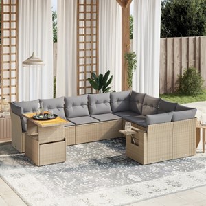 Maison exclusive - salon de jardin avec coussins 10 pcs beige résine tressée