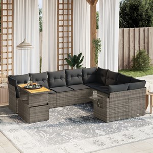 Maison exclusive - salon de jardin avec coussins 10 pcs gris résine tressée