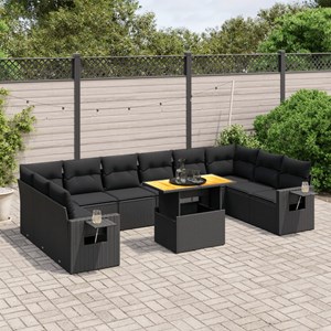 Maison exclusive - salon de jardin 11 pcs avec coussins noir résine tressée