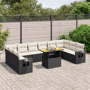 Maison exclusive - salon de jardin 11 pcs avec coussins noir résine tressée