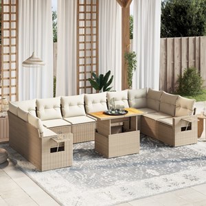 Maison exclusive - salon de jardin 11 pcs avec coussins beige résine tressée