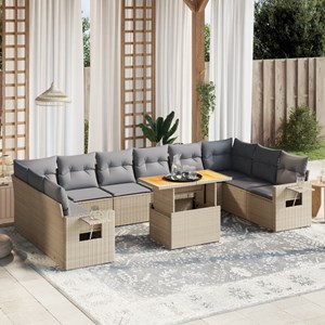 Maison exclusive - salon de jardin 11 pcs avec coussins beige résine tressée
