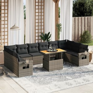 Maison exclusive - salon de jardin 11 pcs avec coussins gris résine tressée