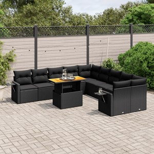 Maison exclusive - salon de jardin 11 pcs avec coussins noir résine tressée