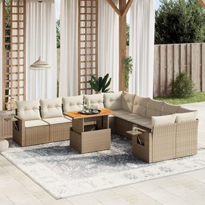 Maison exclusive - salon de jardin 11 pcs avec coussins beige résine tressée