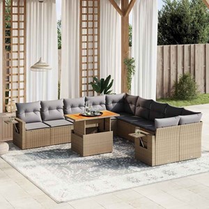 Maison exclusive - salon de jardin 11 pcs avec coussins beige résine tressée