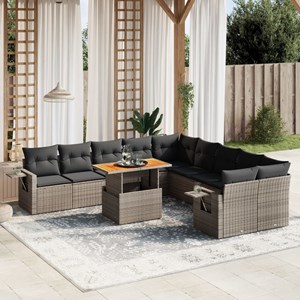 Maison exclusive - salon de jardin 11 pcs avec coussins gris résine tressée