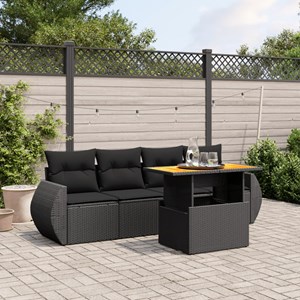 Maison exclusive - salon de jardin 5 pcs avec coussins noir résine tressée