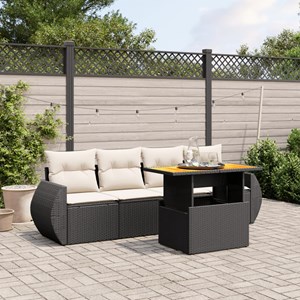 Maison exclusive - salon de jardin 5 pcs avec coussins noir résine tressée