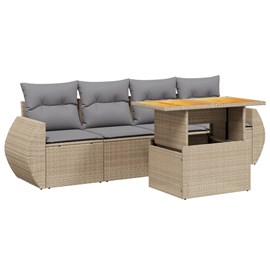 Maison exclusive - salon de jardin avec coussins 5 pcs beige résine tressée