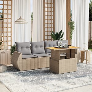 Maison exclusive - salon de jardin avec coussins 5 pcs beige résine tressée