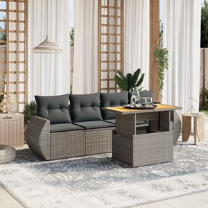 Maison exclusive - salon de jardin 5 pcs avec coussins gris résine tressée