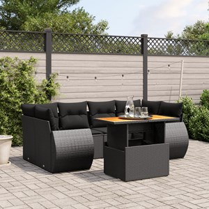 Maison exclusive - salon de jardin 7 pcs avec coussins noir résine tressée