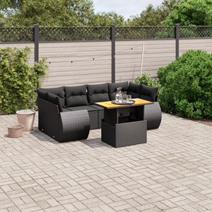 Maison exclusive - salon de jardin 7 pcs avec coussins noir résine tressée