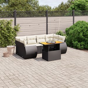 Maison exclusive - salon de jardin 7 pcs avec coussins noir résine tressée
