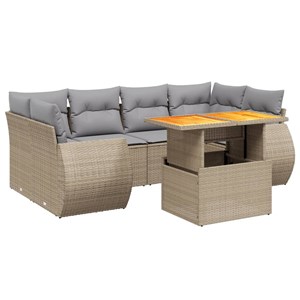 Maison exclusive - salon de jardin avec coussins 7 pcs beige résine tressée