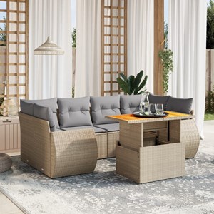 Maison exclusive - salon de jardin avec coussins 7 pcs beige résine tressée