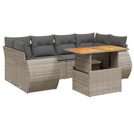 Maison exclusive - salon de jardin avec coussins 7 pcs gris résine tressée