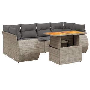 Maison exclusive - salon de jardin avec coussins 7 pcs gris résine tressée