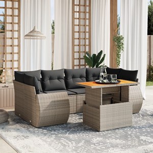 Maison exclusive - salon de jardin avec coussins 7 pcs gris résine tressée