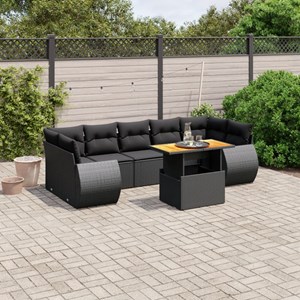 Maison exclusive - salon de jardin 8 pcs avec coussins noir résine tressée