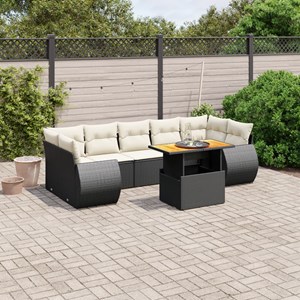 Maison exclusive - salon de jardin 8 pcs avec coussins noir résine tressée