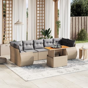 Maison exclusive - salon de jardin avec coussins 8 pcs beige résine tressée