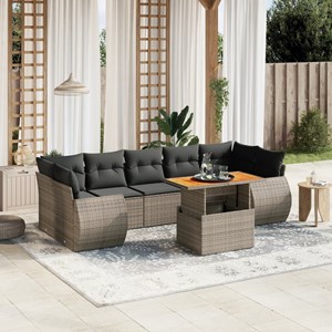 Maison exclusive - salon de jardin 8 pcs avec coussins gris résine tressée