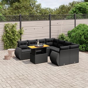 Maison exclusive - salon de jardin 9 pcs avec coussins noir résine tressée