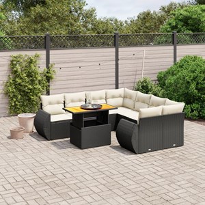 Maison exclusive - salon de jardin 9 pcs avec coussins noir résine tressée