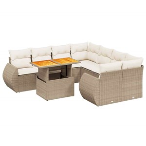 Maison exclusive - salon de jardin avec coussins 9 pcs beige résine tressée