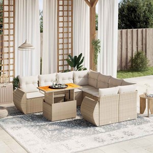 Maison exclusive - salon de jardin avec coussins 9 pcs beige résine tressée