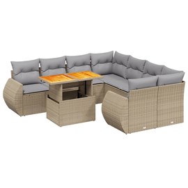 Maison exclusive - salon de jardin avec coussins 9 pcs beige résine tressée