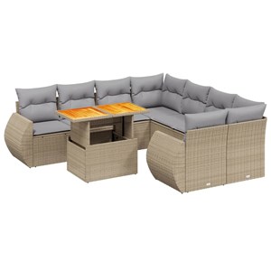 Maison exclusive - salon de jardin avec coussins 9 pcs beige résine tressée