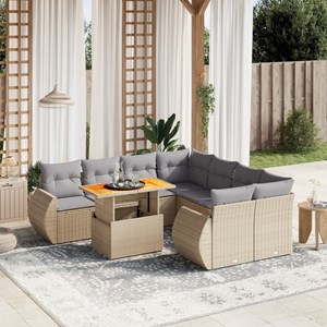 Maison exclusive - salon de jardin avec coussins 9 pcs beige résine tressée