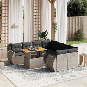 Maison exclusive - salon de jardin 9 pcs avec coussins gris résine tressée