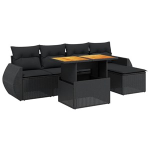 Maison exclusive - salon de jardin 6 pcs avec coussins noir résine tressée