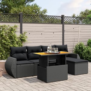 Maison exclusive - salon de jardin 6 pcs avec coussins noir résine tressée