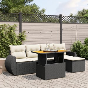 Maison exclusive - salon de jardin 6 pcs avec coussins noir résine tressée