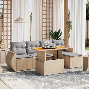 Maison exclusive - salon de jardin avec coussins 6 pcs beige résine tressée