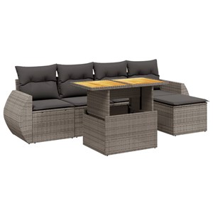 Maison exclusive - salon de jardin 6 pcs avec coussins gris résine tressée