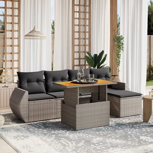 Maison exclusive - salon de jardin 6 pcs avec coussins gris résine tressée