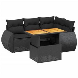 Maison exclusive - salon de jardin 5 pcs avec coussins noir résine tressée