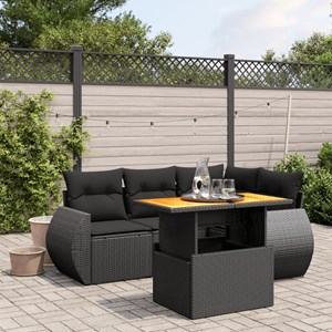 Maison exclusive - salon de jardin 5 pcs avec coussins noir résine tressée